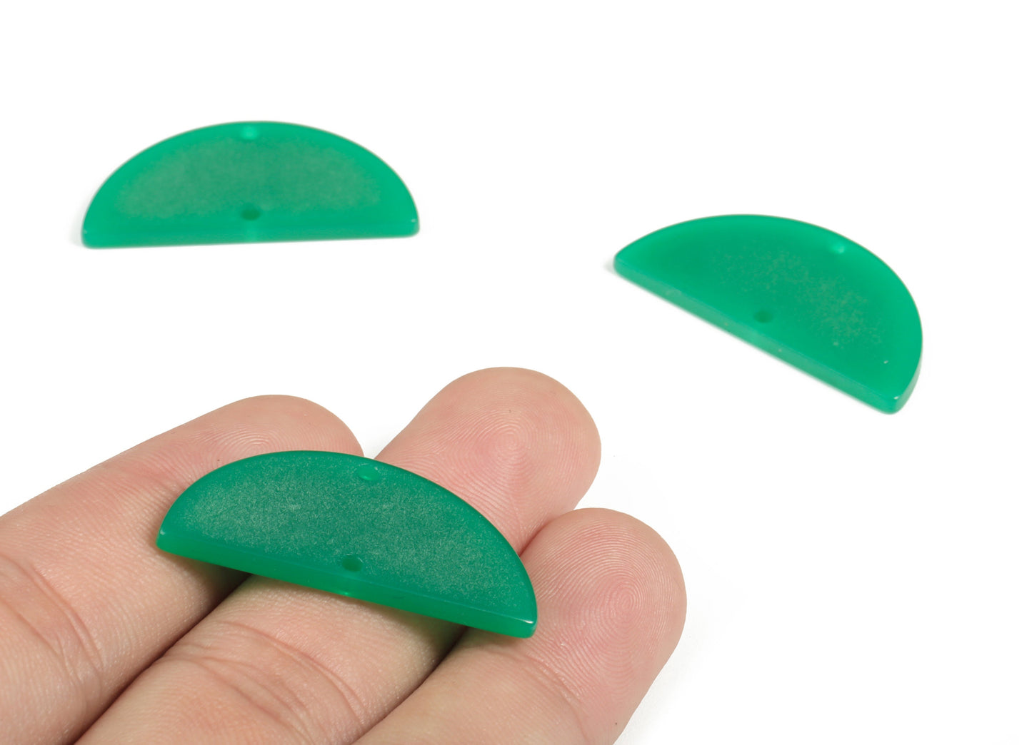 Acrylic Semicircle Earring Connectors - Acrylic Half Moon Charms - 2 Holes - Jewelry Supplies - Color Code:A617 - 34x17x2.3mm - AC1218-A617 - DOMEDBAZAAR
