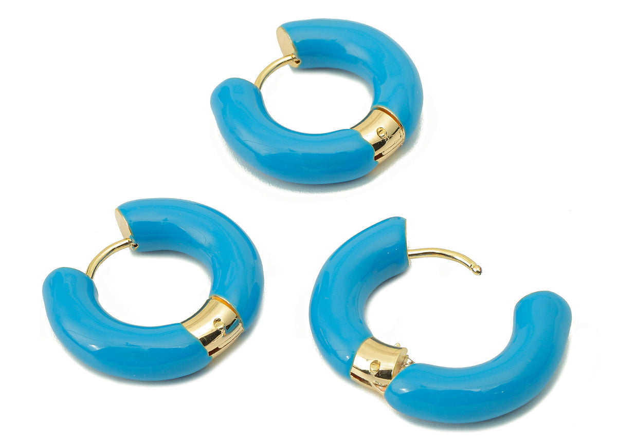 Stainless Steel Circle Earring Clasps - Blue Enamel Thick Hoop Earring –  DOMEDBAZAAR