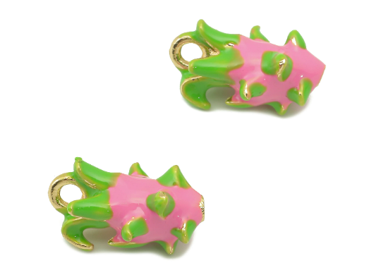 Enamel Fruit Earring Charms - Watermelon Enamel Pendant , 18K Gold Plated Brass Fruit Figures , Fruits DIY Jewelry Making Charms - DOMEDBAZAAR
