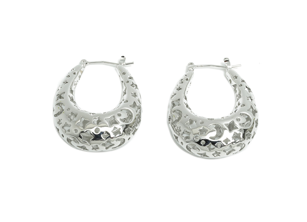 MJ102828 - Hinged Back Stud Earring - Brass - 316 Stainless Steel Stud-18K Real White Gold Plating - DOMEDBAZAAR