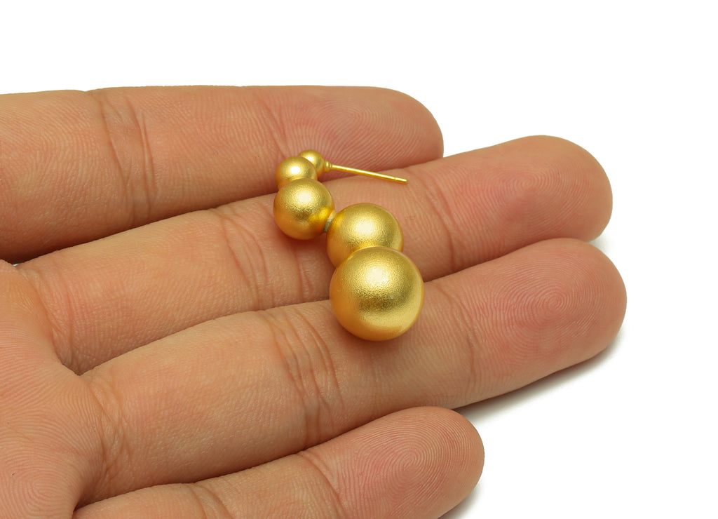 MJ100021 - Push Back Stud Earring - Brass - Stainless Steel - 18K Real Matte Gold Plating - DOMEDBAZAAR