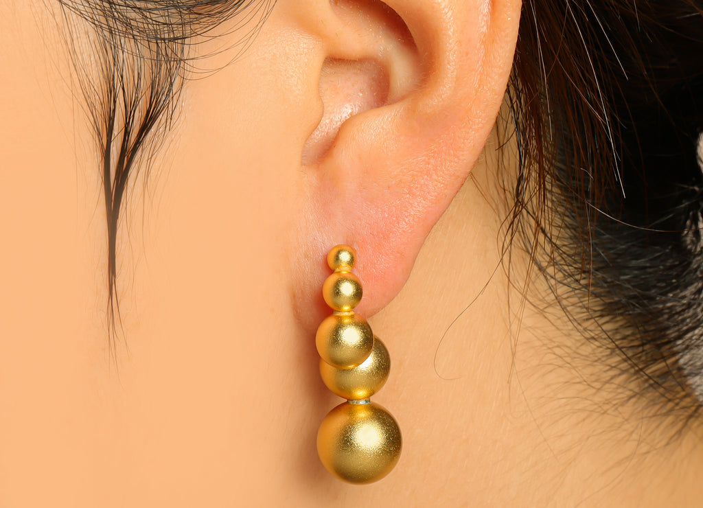 MJ100021 - Push Back Stud Earring - Brass - Stainless Steel - 18K Real Matte Gold Plating - DOMEDBAZAAR