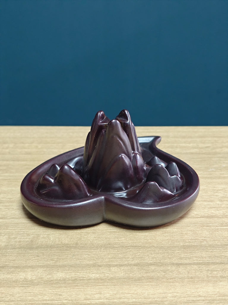 Ceramic Reflux Incense Burner - Decorative Incense Burner Biblo -  Rocky Terrain Motif Miniature Landscape Burner 6cm BIB-26 - DOMEDBAZAAR