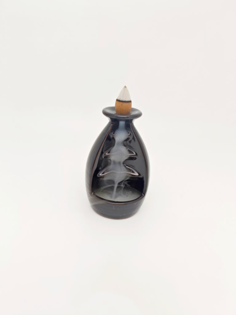 Ceramic Reflux Incense Burner - Decorative Incense Burner Biblo - Glazed Ceramic Abstract Waterfall Motif Bottle Burner 11.5cm BIB-4 - DOMEDBAZAAR