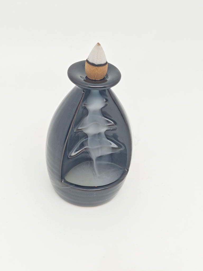 Ceramic Reflux Incense Burner - Decorative Incense Burner Biblo - Glazed Ceramic Abstract Waterfall Motif Bottle Burner 11.5cm BIB-4 - DOMEDBAZAAR