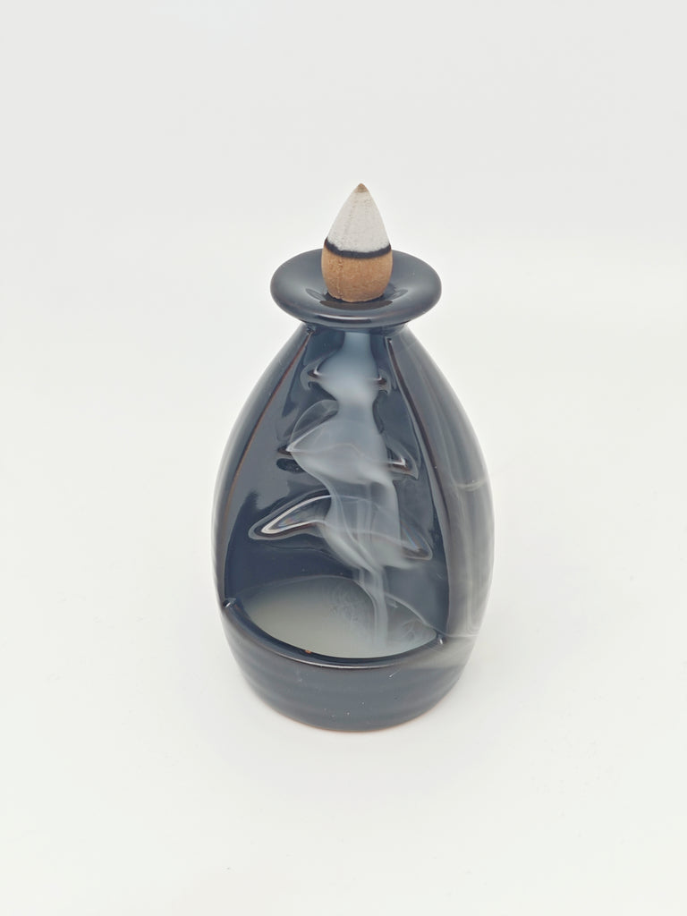 Ceramic Reflux Incense Burner - Decorative Incense Burner Biblo - Glazed Ceramic Abstract Waterfall Motif Bottle Burner 11.5cm BIB-4 - DOMEDBAZAAR