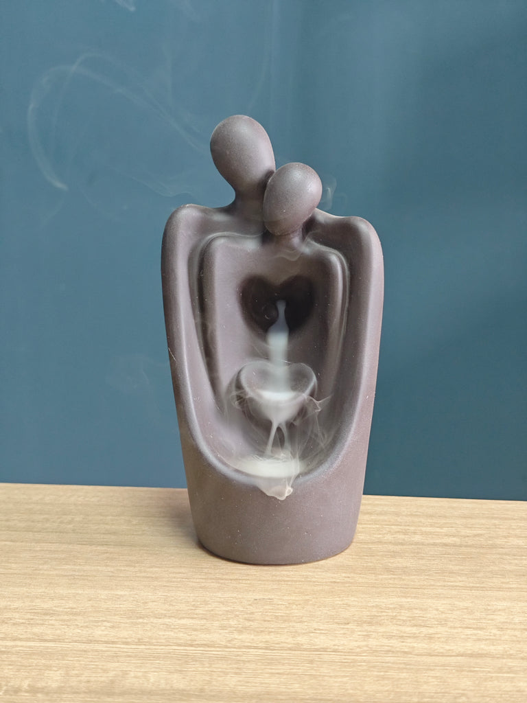 Ceramic Reflux Incense Burner - Decorative Incense Burner Biblo - Embracing with Heart Romance Burner 17cm BIB-32 - DOMEDBAZAAR