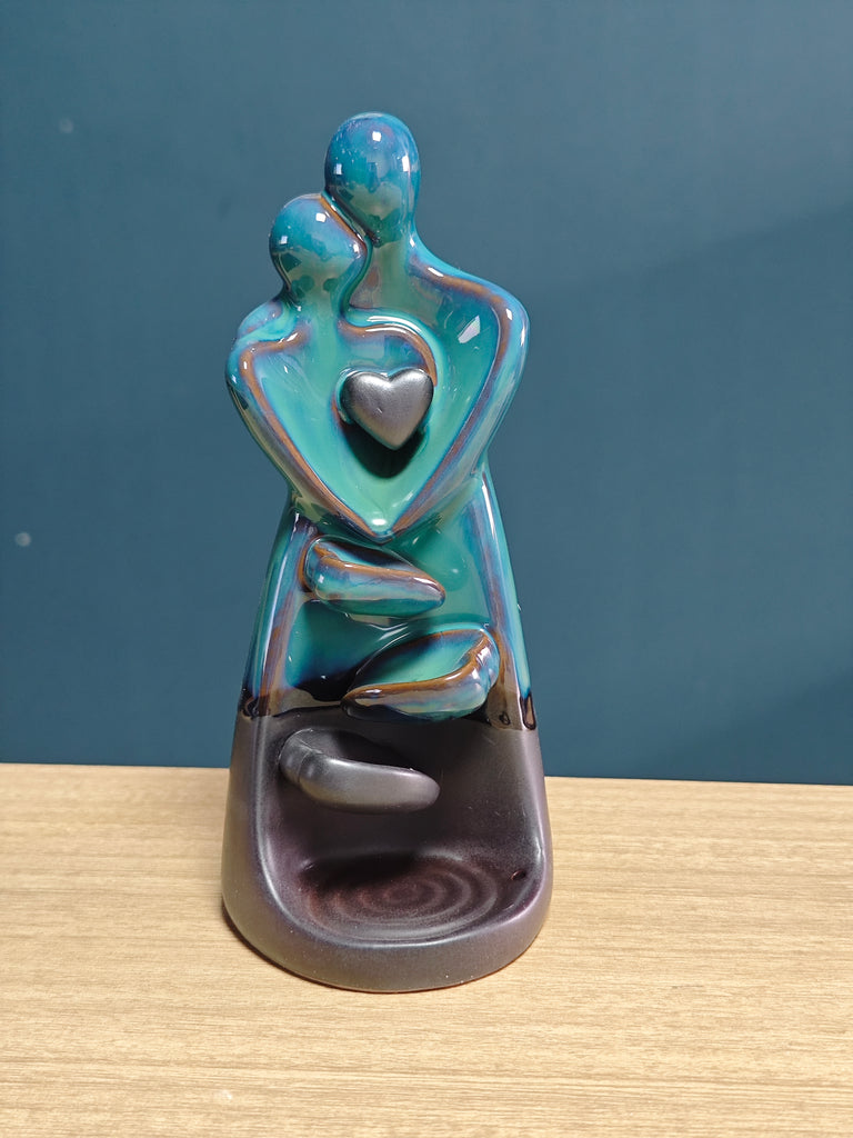Ceramic Reflux Incense Burner - Decorative Incense Burner Biblo -  Parent and Child Embracing with Heart 17.5cm BIB-50 - DOMEDBAZAAR