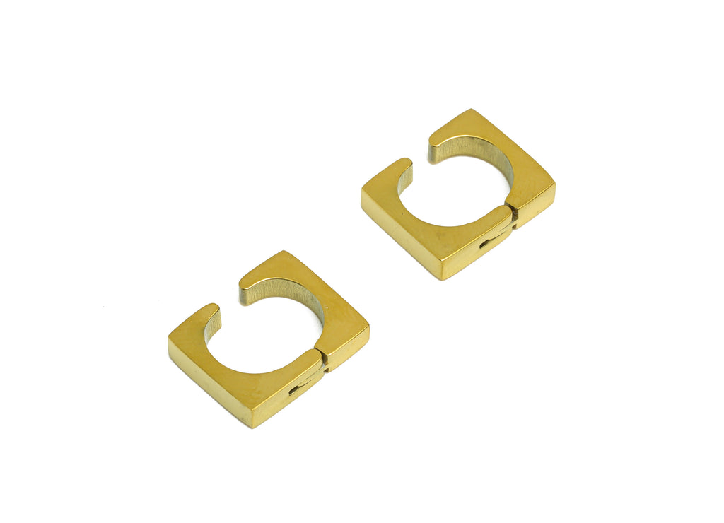 MJ101147 Clip  Earring - Stainless Steel - Square Earring -  Gold Tone Vacuum Plating - DOMEDBAZAAR