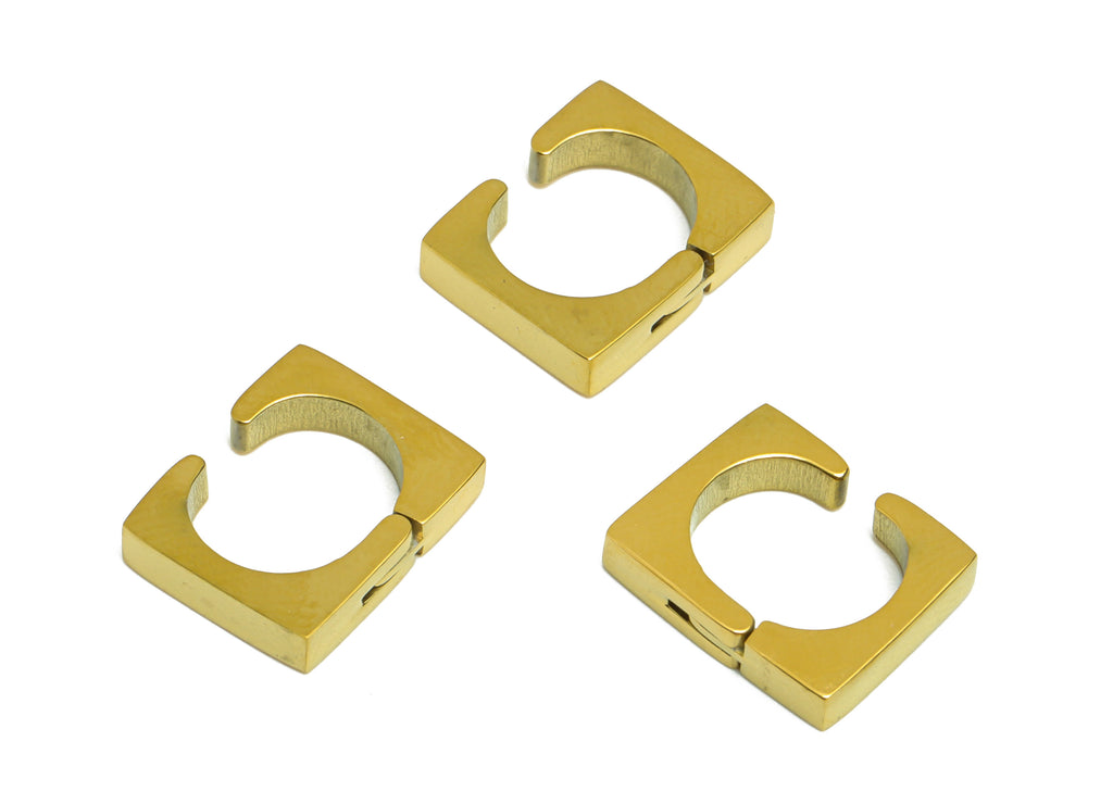 MJ101147 Clip  Earring - Stainless Steel - Square Earring -  Gold Tone Vacuum Plating - DOMEDBAZAAR