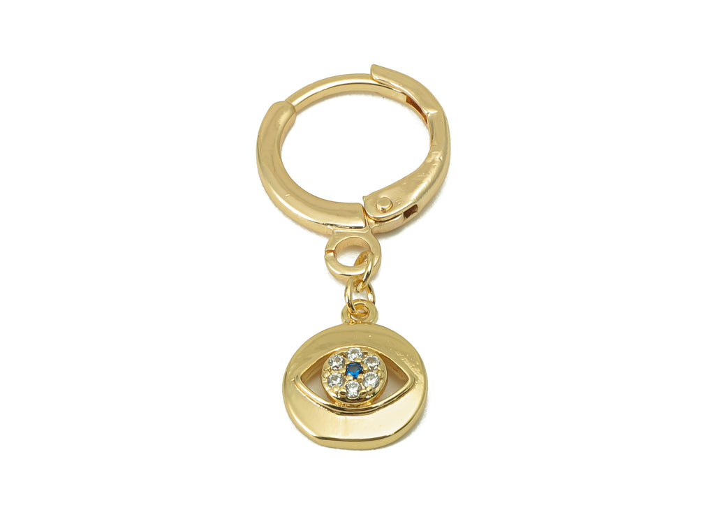 MJ100871 Leverback Earring - Brass - Zircon Earring - Eye Earring - 18K Real Gold Plating - DOMEDBAZAAR