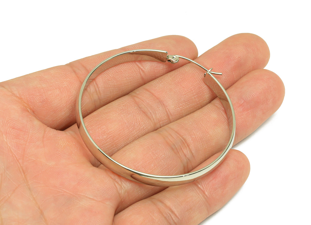 MJ101091 - Hinged Back Huge Hoop Earring  - Round Earring - Stainless Steel - 316 Stainless Steel Stud - Silver Tone Vacuum Plating - DOMEDBAZAAR