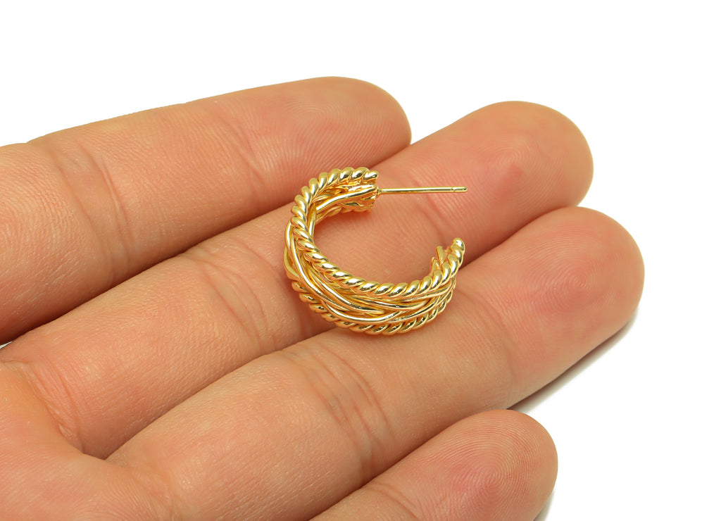 MJ100016 - Push Back Earring - Brass - Stainless Steel Stud - 18K Real Gold Plating - DOMEDBAZAAR
