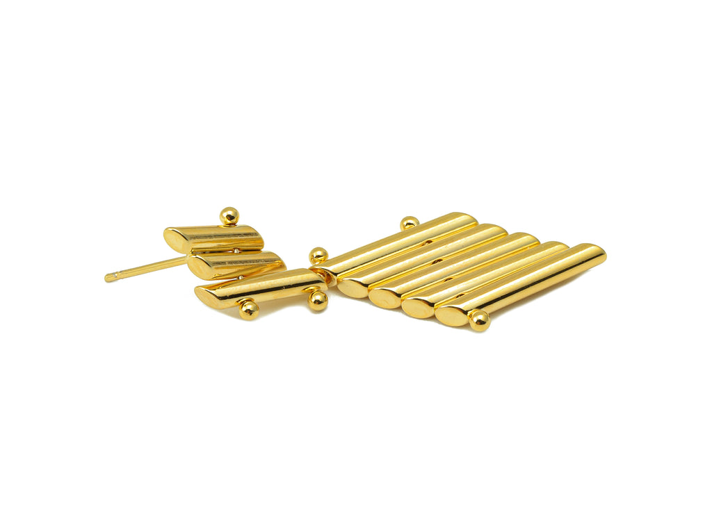 MJ100019 - Push Back Stud Earring - Brass - Curb Dangle Earring - Stainless Steel - 18K Real Gold Plating - DOMEDBAZAAR
