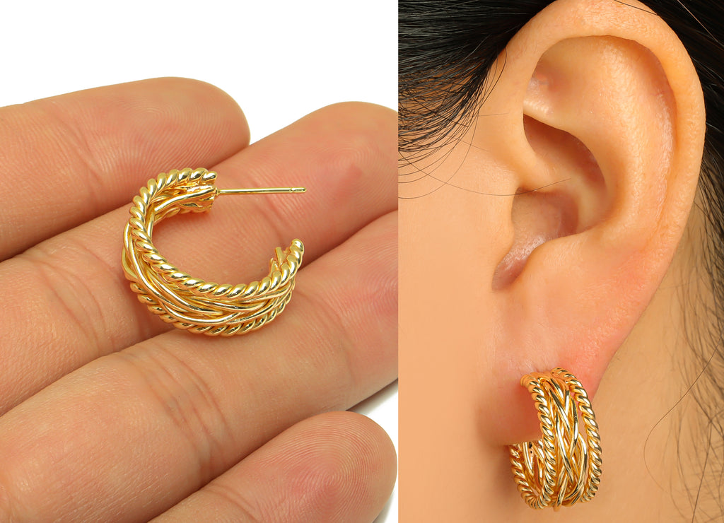 MJ100016 - Push Back Earring - Brass - Stainless Steel Stud - 18K Real Gold Plating - DOMEDBAZAAR