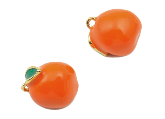 Enamel Fruit Earring Charms - Watermelon Enamel Pendant , 18K Gold Plated Brass Fruit Figures , Fruits DIY Jewelry Making Charms - DOMEDBAZAAR