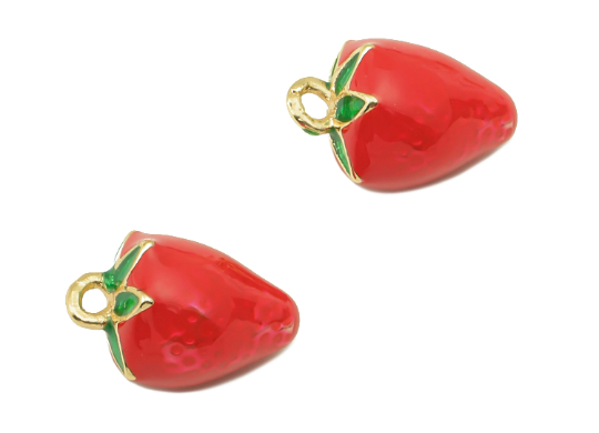 Enamel Fruit Earring Charms - Watermelon Enamel Pendant , 18K Gold Plated Brass Fruit Figures , Fruits DIY Jewelry Making Charms - DOMEDBAZAAR