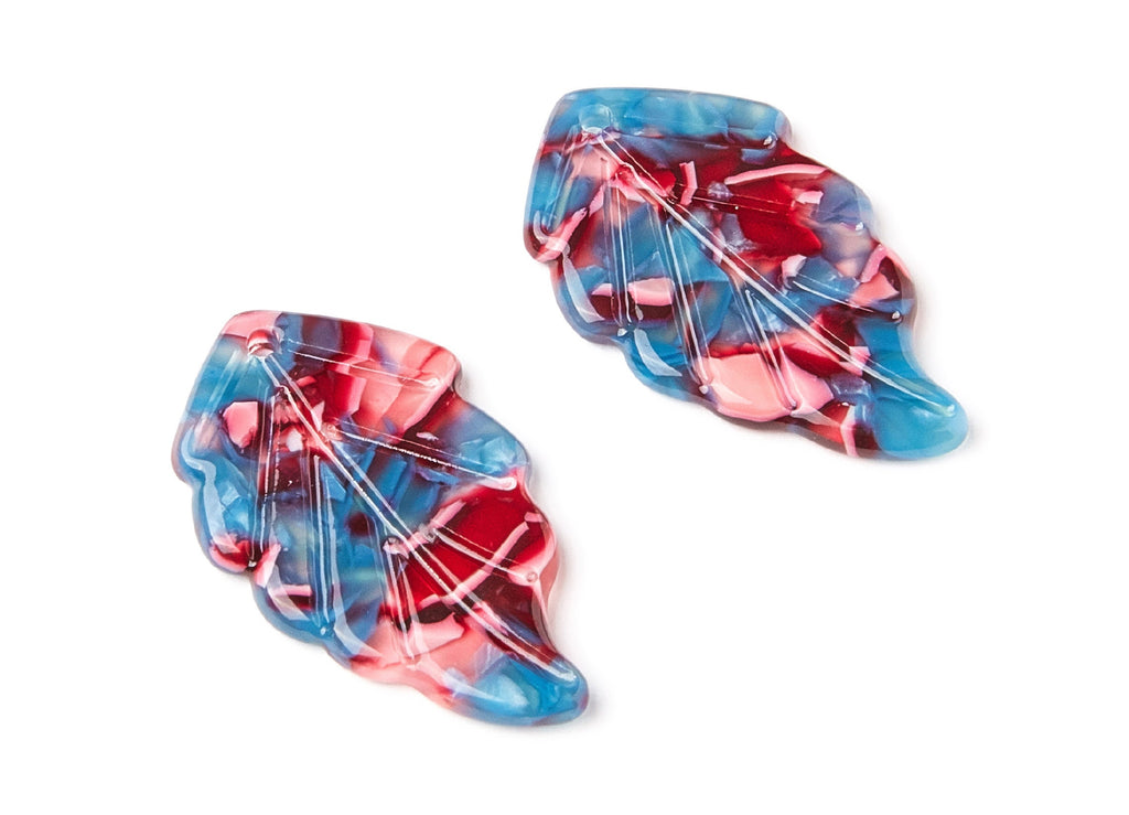 Acetate Leaf Earring Charms - Monstera Leaf Pendant - Earring Findings - Jewelry Supplies - Color Code: A24 - 35.67x20.92x2.75mm - AC1242C - DOMEDBAZAAR