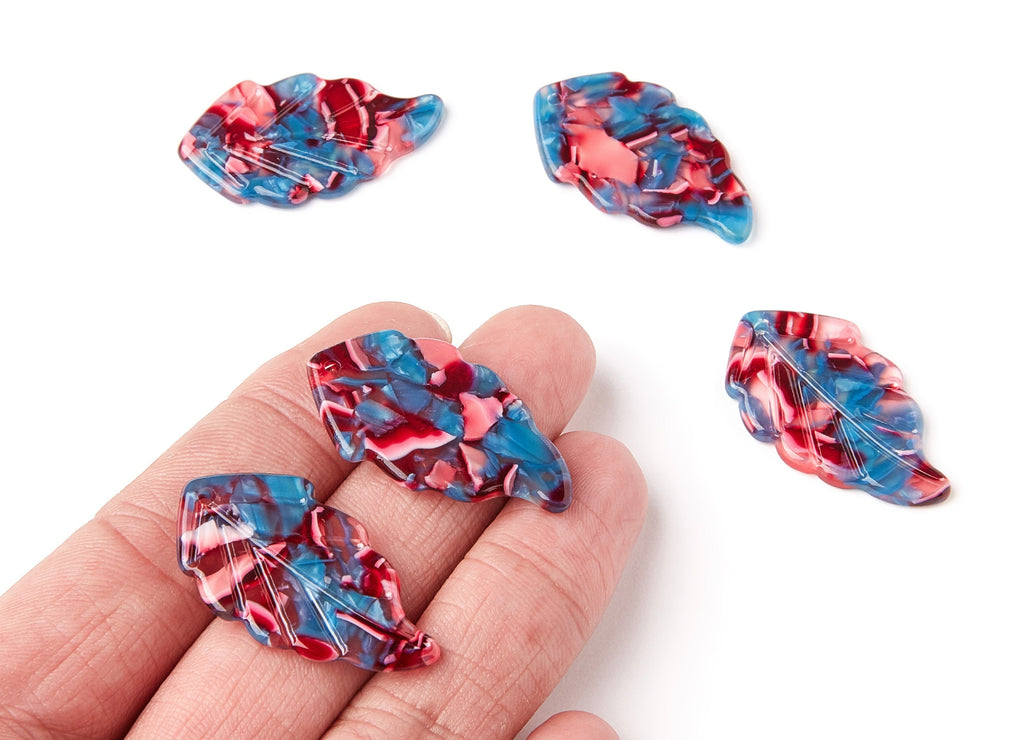 Acetate Leaf Earring Charms - Monstera Leaf Pendant - Earring Findings - Jewelry Supplies - Color Code: A24 - 35.67x20.92x2.75mm - AC1242C - DOMEDBAZAAR