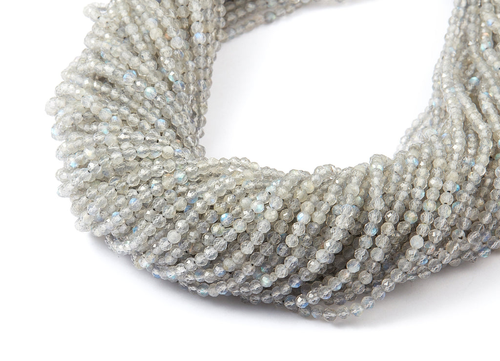 Faceted Gemstone Beads - Labradorite Rondelles Beads - 15.8&quot; / 162 PCS / 1 Strand - 2.6x2.6mm - Natural Stone Beads - NS1005B - DOMEDBAZAAR