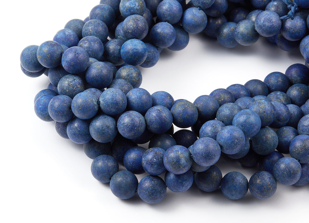 Round Gemstone Beads - Matte Lapis Lazuli Beads - 15.5&quot;/40pcs/ 1 Strand - 10.1x10.1mm - Natural Stone Beads - NS1001C - DOMEDBAZAAR