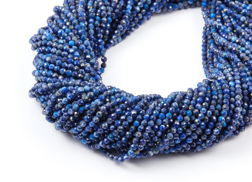 Faceted Gemstone Beads - Lapis Lazuli Beads - 15.5&quot; / 163PCS / 1 Strand - 2.74x2.74mm - Natural Stone Beads - NS1001D - DOMEDBAZAAR