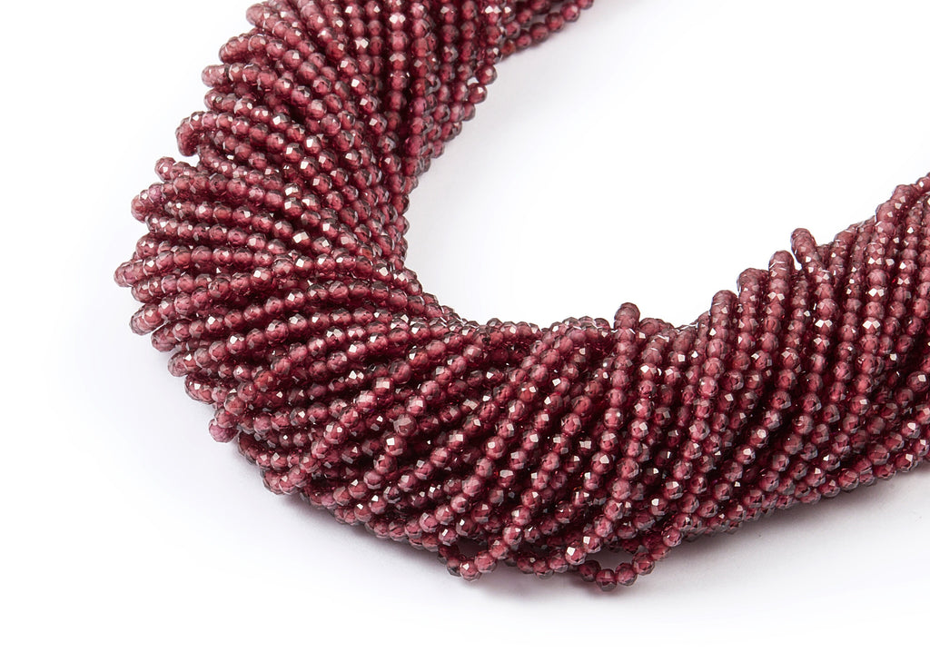 Faceted Gemstone Beads - Garnet Beads - 15.1&quot; / 210pcs / 1 Strand - 1.95x1.95mm - Natural Stone Beads - NS1006A - DOMEDBAZAAR
