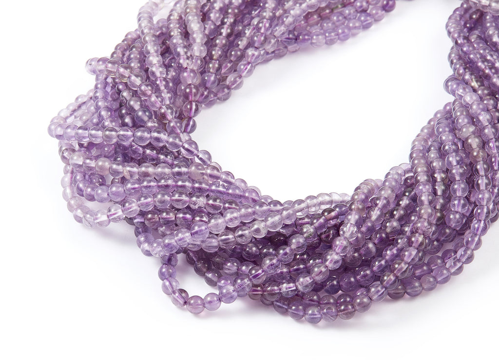 Round Gemstone Beads - Amethyst Beads - 15.5&quot;/98PCS/ 1 Strand - 4.3x4.3mm - Natural Stone Beads - NS1002A - DOMEDBAZAAR