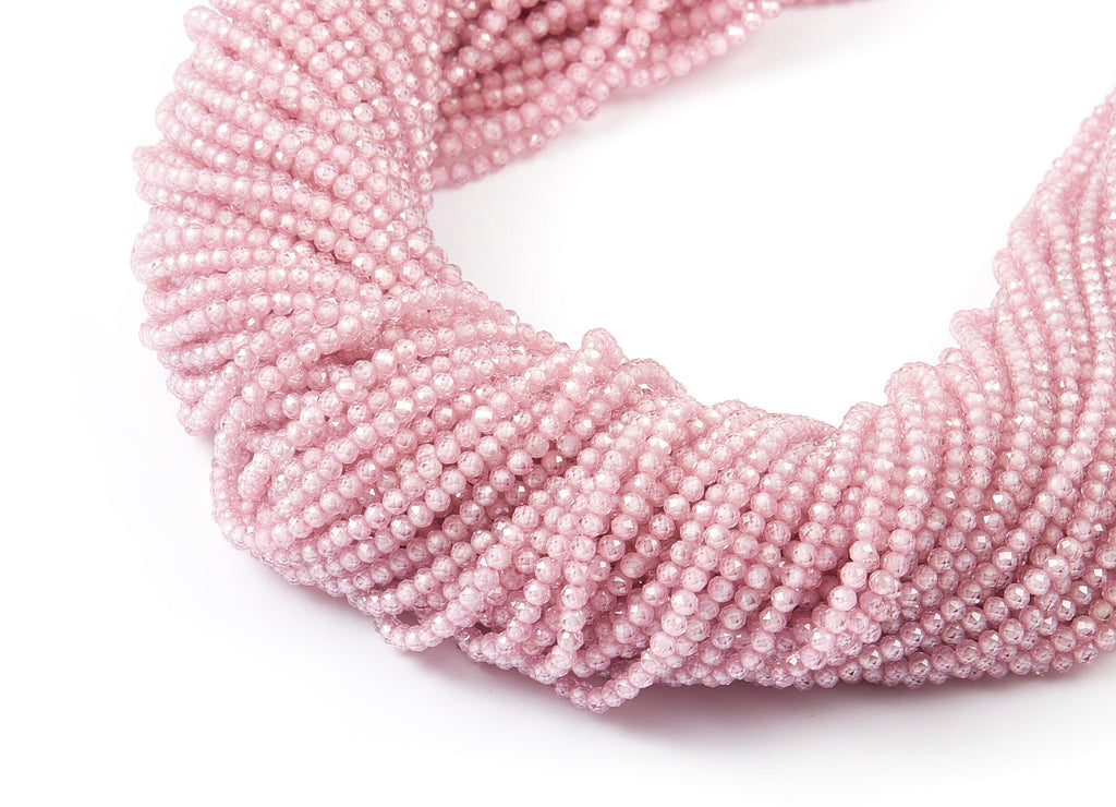 Pink Zircon Round Faceted Beads - Pink Zircon Beads - 15.5&quot; / 211pcs / 1 Strand - 2.1x2.1mm - Gemstone Beads - NS1021A - DOMEDBAZAAR