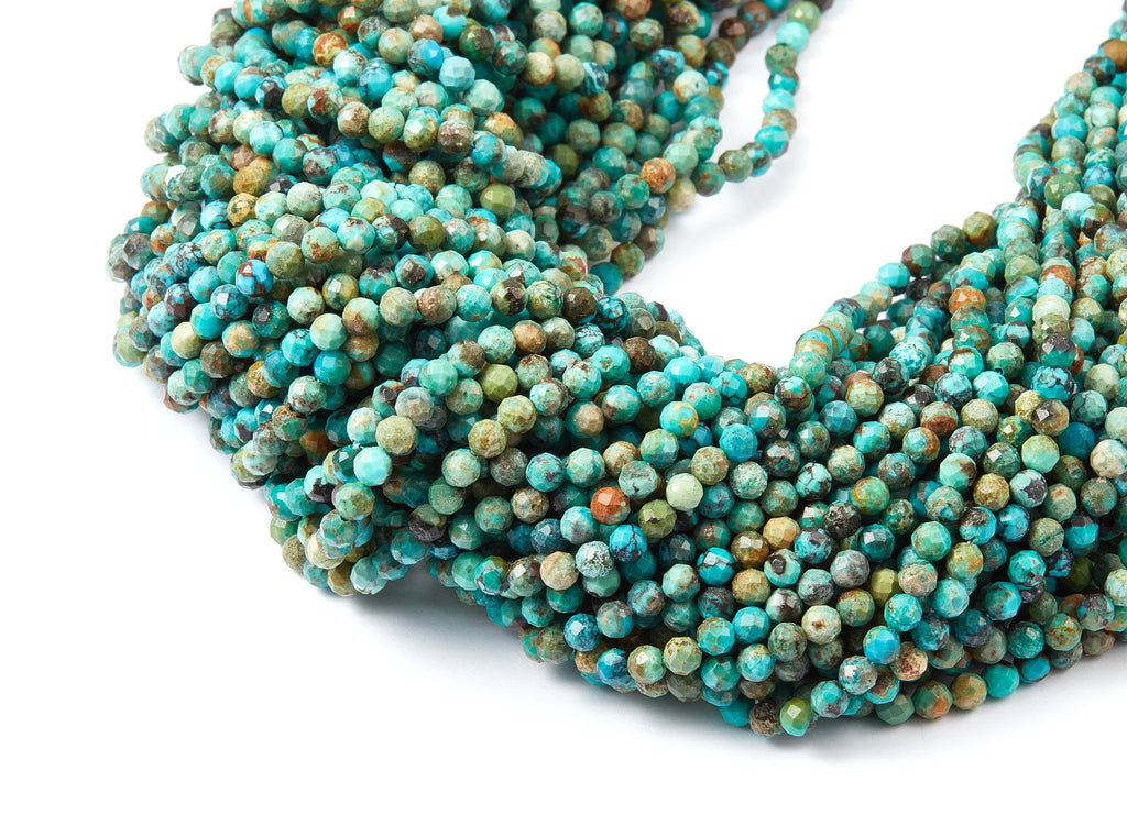 Faceted Gemstone Beads - Turquoise Beads - 15.35&quot; / 112pcs / 1 Strand - 3.48x3.48mm - Gemstone Beads - NS1011A - DOMEDBAZAAR