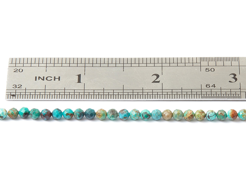 Faceted Gemstone Beads - Turquoise Beads - 15.35&quot; / 112pcs / 1 Strand - 3.48x3.48mm - Gemstone Beads - NS1011A - DOMEDBAZAAR