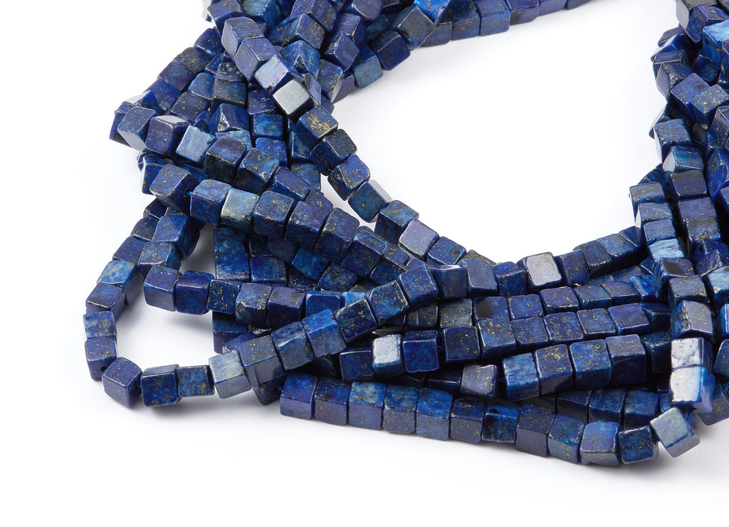 Cube Gemstone Beads - Lapis Lazuli Beads - 15.7&quot;/82PCS/ 1 Strand - 4.5x4.5mm - Natural Stone Beads - NS1001A - DOMEDBAZAAR