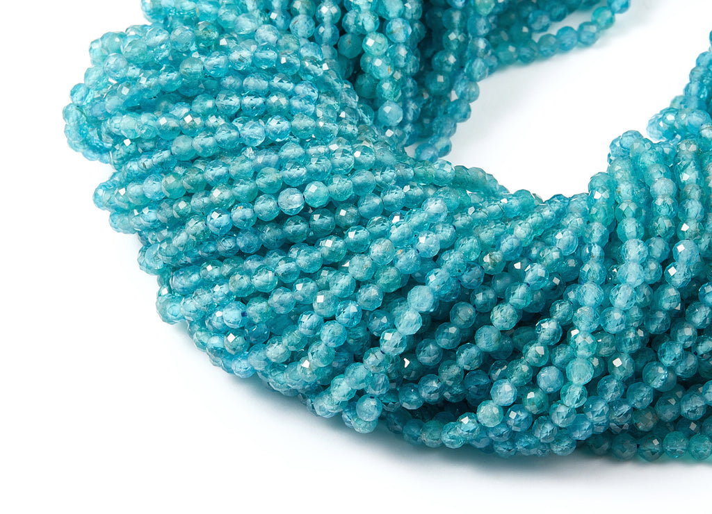 Faceted Gemstone Beads - Apatite Beads - 15.7&quot; / 110PCS / 1 Strand - 3.95x3.95mm - Natural Stone Beads - NS1014A - DOMEDBAZAAR