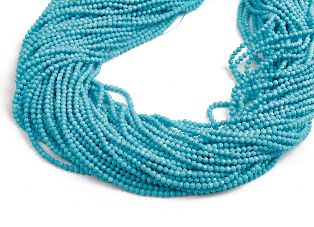 Faceted Gemstone Beads - Turquoise Beads - 15.35&quot; / 170Pcs / 1 Strand - 2.46x2.46mm - Gemstone Beads - NS1048 - DOMEDBAZAAR