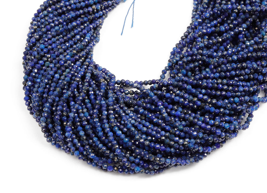 Faceted Gemstone Beads - Lapis Lazuli Beads - 15.5&quot;/186PCS/ 1 Strand - 2.43x2.43mm - Natural Stone Beads - NS1050 - DOMEDBAZAAR