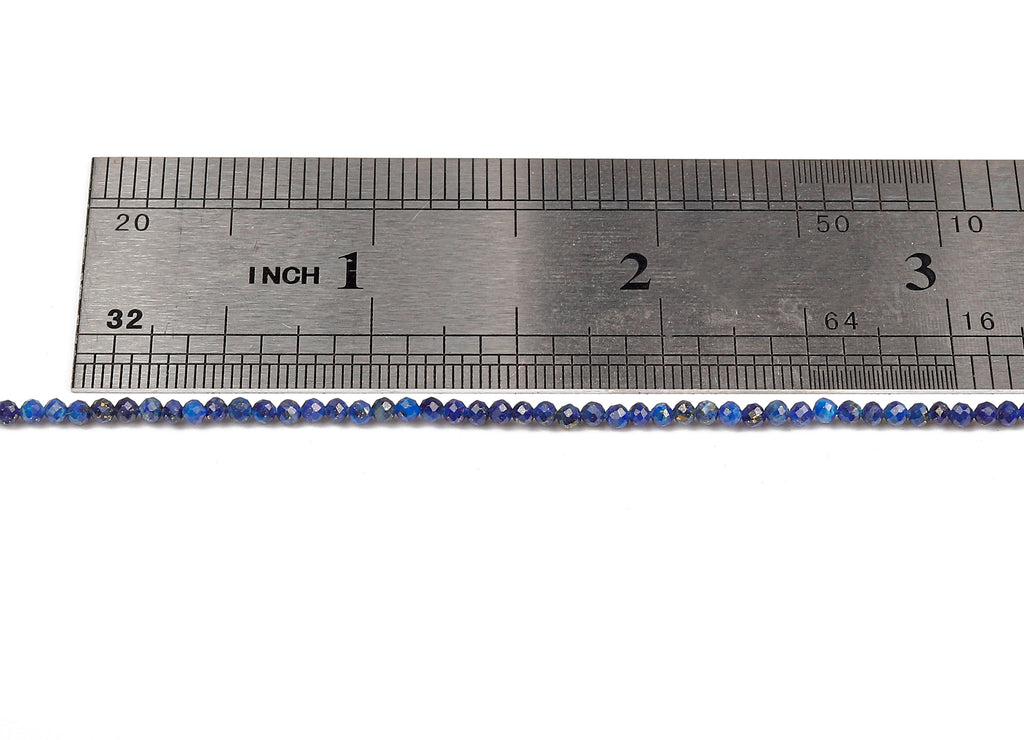 Faceted Gemstone Beads - Lapis Lazuli Beads - 15.5&quot;/186PCS/ 1 Strand - 2.43x2.43mm - Natural Stone Beads - NS1050 - DOMEDBAZAAR