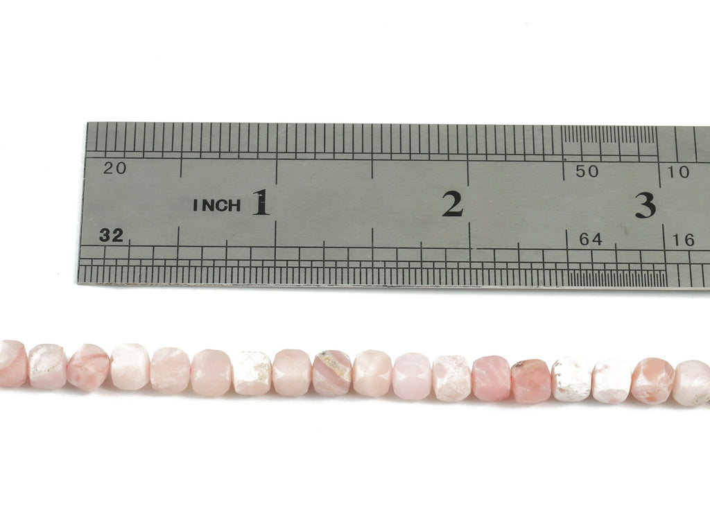 Pink Opal Cube Beads 4mm - 15.5 inch - Faceted Cube Gemstone Beads - Natural Stone Beads - 4.2x4.2mm - NS1068 - DOMEDBAZAAR