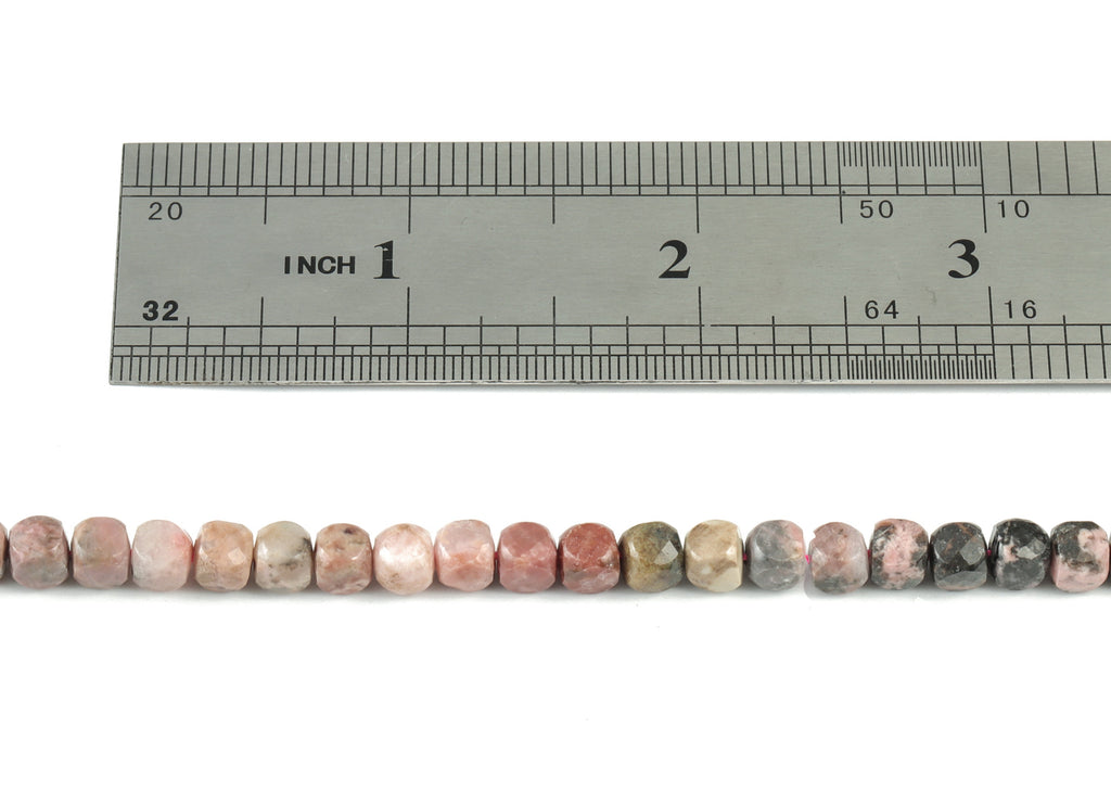 Rhodochrosite Cube Beads 4mm -    15.5 inch - Faceted Cube Gemstone Beads - Natural Stone Beads - 4x4mm - NS1069 - DOMEDBAZAAR