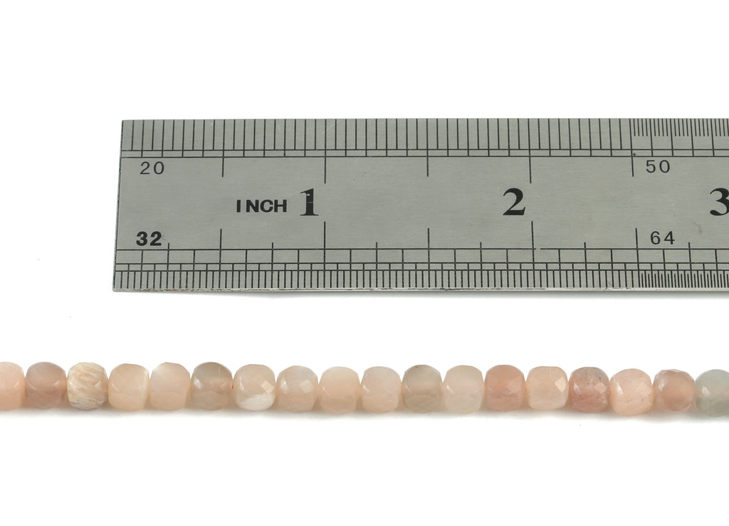 Moon Stone Cube Beads 4mm - 15.5 inch - Faceted Cube Gemstone Beads - Natural Stone Beads   - 4x4mm - NS1071 - DOMEDBAZAAR