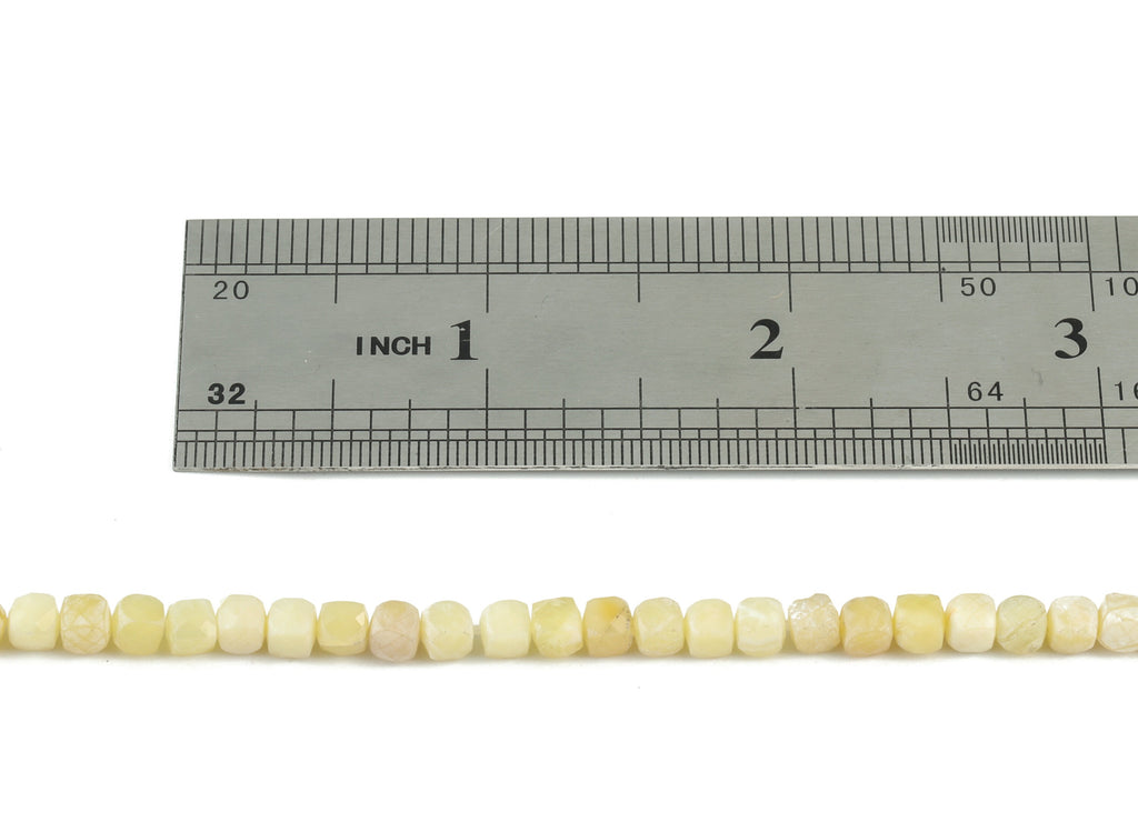 Yellow Opal Cube Beads 4mm - 15.5 inch - Faceted Cube Gemstone Beads - Natural Stone Beads - 4x4mm - NS1073 - DOMEDBAZAAR
