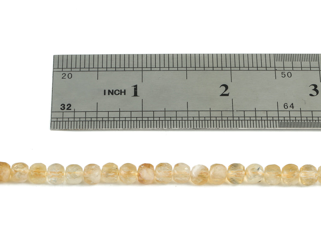 Citrine Cube Beads 4mm - 15.5 inch - Faceted Cube Gemstone Beads - Natural Stone Beads - 4x4mm - NS1074 - DOMEDBAZAAR