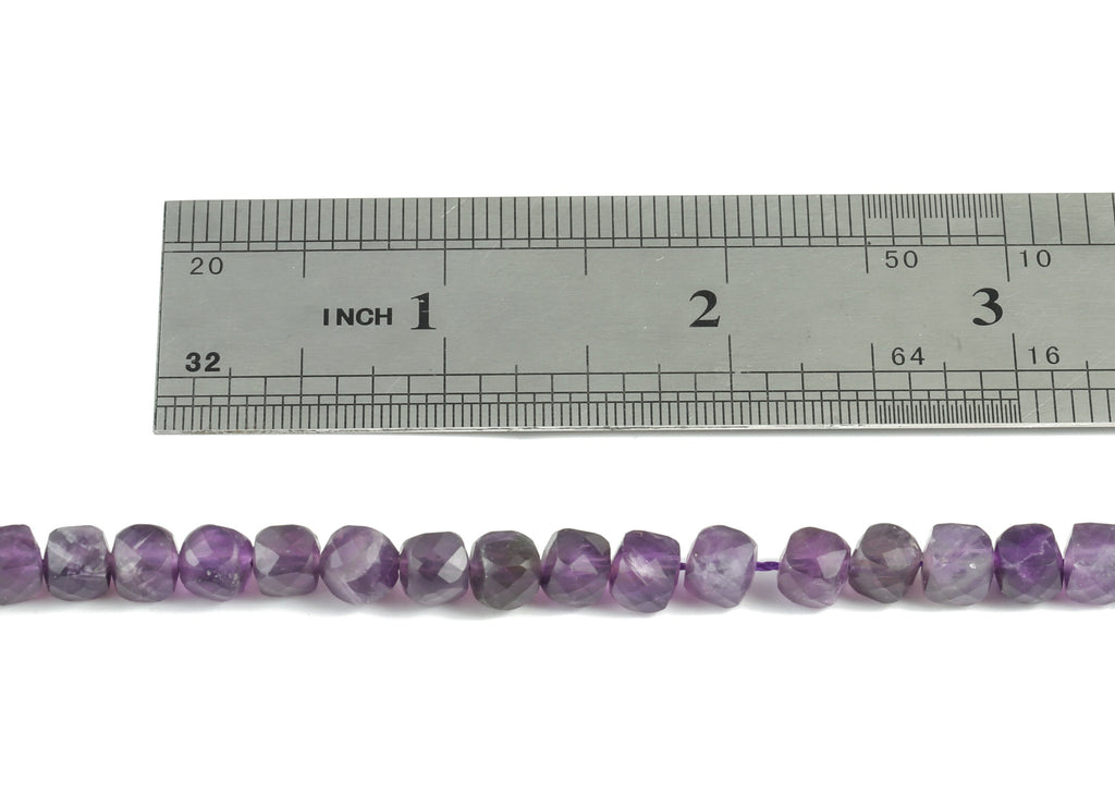 Amethyst Cube Beads 6mm - 15.5 inch - Faceted Cube Gemstone Beads - Natural Stone Beads  - 6x6mm - NS1078 - DOMEDBAZAAR