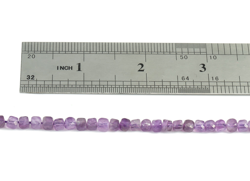 Amethyst Cube Beads 4mm - 15.5 inch - Faceted Cube Gemstone Beads - Natural Stone Beads - 4x4mm - NS1083 - DOMEDBAZAAR