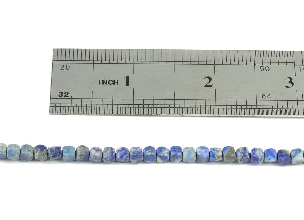 Lapis Cube Beads 3-4mm - 15.5 inch - Faceted Cube Gemstone Beads - Natural Stone Beads  - 3x3mm - NS1084 - DOMEDBAZAAR