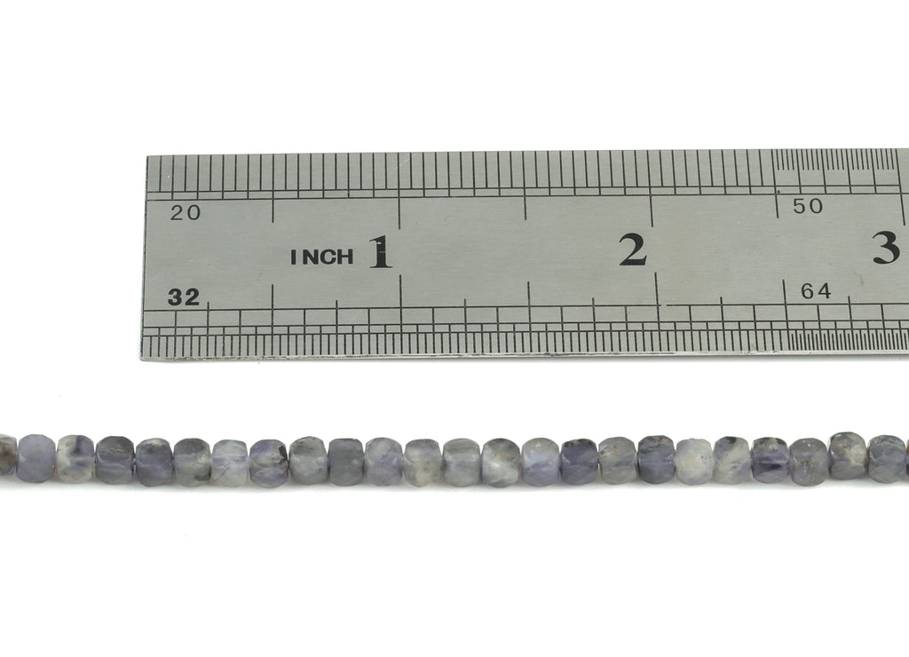 Lolite Stone Cube Beads 4mm - 15.5 inch - Faceted Cube Gemstone Beads - Natural Stone Beads - 4x4mm - NS1086 - DOMEDBAZAAR