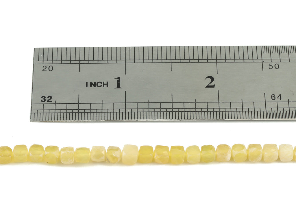 Yellow Opal Cube Beads 4mm - 15.5 inch - Faceted Cube Gemstone Beads - Natural Stone Beads - 4x4mm - NS1088 - DOMEDBAZAAR