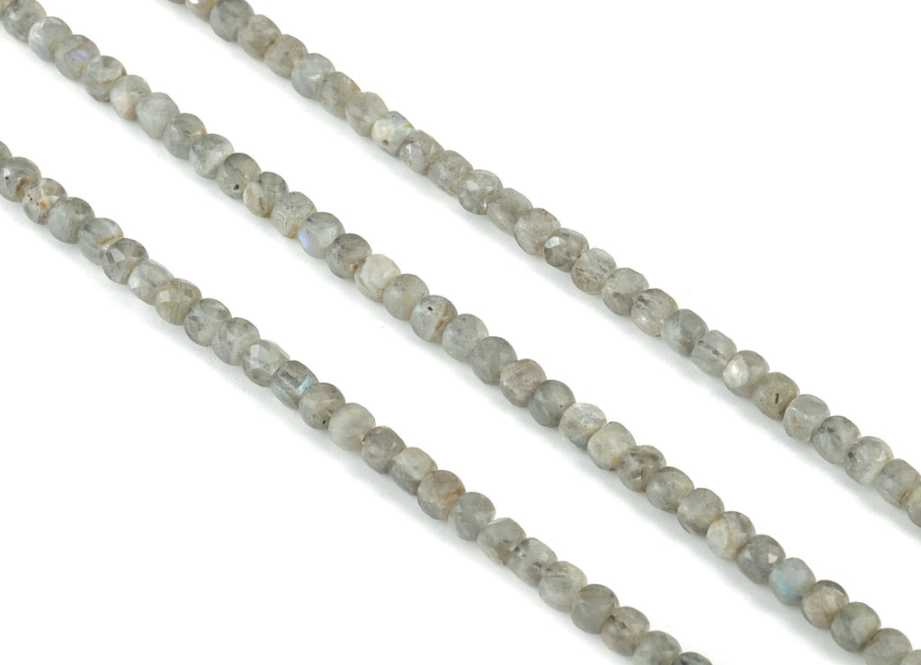 Labradorite Cube Beads 4mm - 15.5 inch - Faceted Cube Gemstone Beads - Natural Stone Beads - 4x4mm - NS1091 - DOMEDBAZAAR