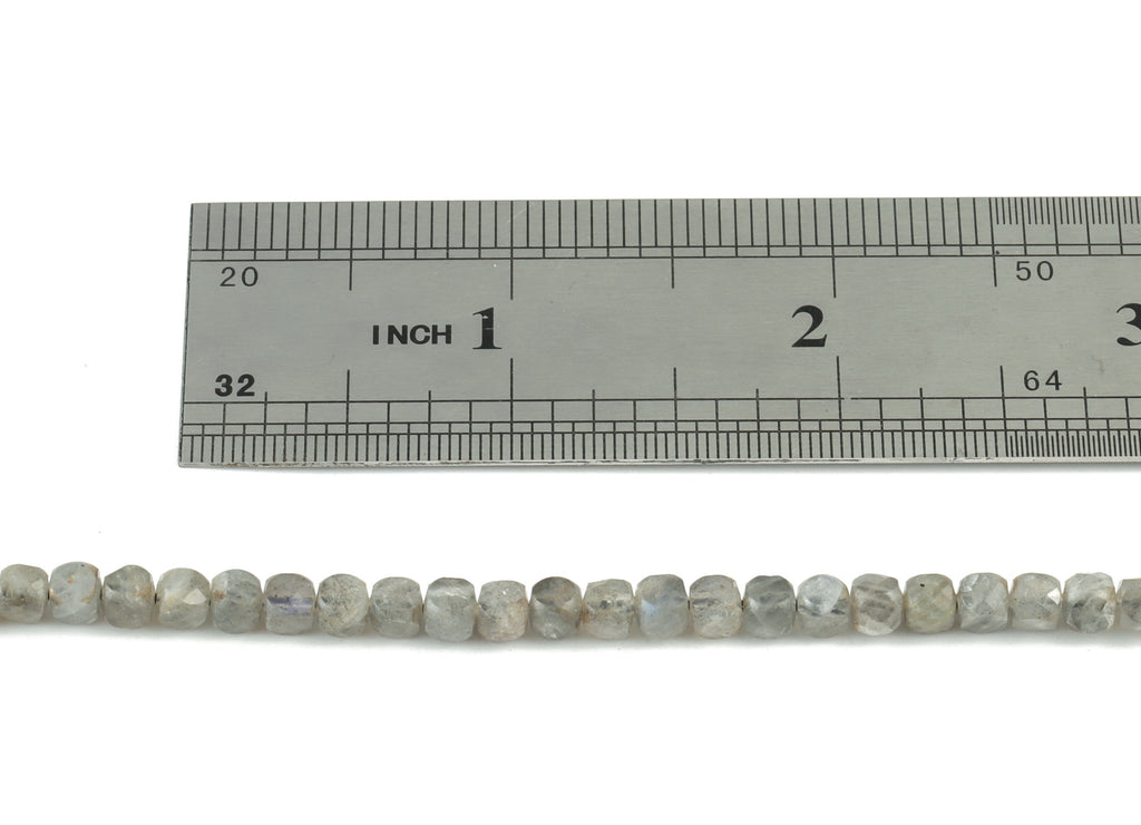 Labradorite Cube Beads 4mm - 15.5 inch - Faceted Cube Gemstone Beads - Natural Stone Beads - 4x4mm - NS1091 - DOMEDBAZAAR