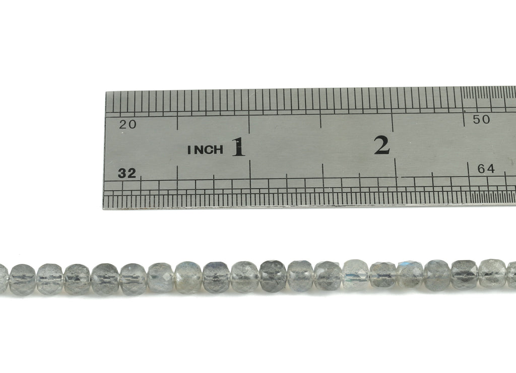 Labadorite Cube Beads 4mm - 15.5 inch - Faceted Cube Gemstone Beads - Natural Stone Beads - 4x4mm - NS1096 - DOMEDBAZAAR