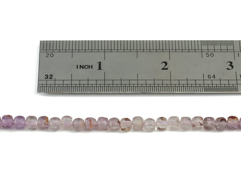Purple Ghost Cube Beads 4mm - 15.5 inch - Faceted Cube Gemstone Beads - Natural Stone Beads - 4x4mm - NS1103 - DOMEDBAZAAR